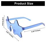 Coufce 2 Pcs Star Shape Sunglasses Transparent Rimless Sunglasses Ideal for Bachelorette Parties, Photo Booth Props Trendy Eyewear for Fun Events and Cute Outfits(Purple, Red)