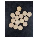 Amerous Wooden Checkers Pieces Nature Wood Backgammon Pieces with Drawstring Bag, 5 Dice Included