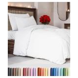 White Duvet Cover Twin/Twin XL Size - Extra Soft Twin/Twin XL Size Duvet Cover - Lightweight & Breathable - Easy Care & Fade Free w/ Zipper Closures & Ties - 68 x 90 Inches - Comforter Not Included