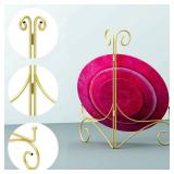 HEMYLU Iron Plate Stand for Display with Folding Design, Picture Stands for Tables, 12 Inch Large Easels for Displaying for Book, Art Piece, Photo and Platter, 12in Gold, 2-Pack