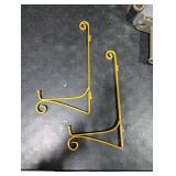 HEMYLU Iron Plate Stand for Display with Folding Design, Picture Stands for Tables, 12 Inch Large Easels for Displaying for Book, Art Piece, Photo and Platter, 12in Gold, 2-Pack