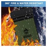Upgraded Two Pockets Fireproof Document Bag (2000), andyer 15 x 11 Waterproof Fireproof Money Bag for Cash with Zipper, Important Document Storage Organizer for Valuables, Legal Documents Safe