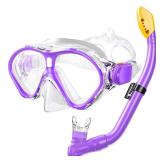 Gintenco Kids Snorkel Set, Diving Mask for Children as Unisex Kids Swimming Goggles, Anti-Fog Diving Mask and Dry Top Snorkel Combo Set for Junior and Youth ORANGE