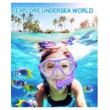 Gintenco Kids Snorkel Set, Diving Mask for Children as Unisex Kids Swimming Goggles, Anti-Fog Diving Mask and Dry Top Snorkel Combo Set for Junior and Youth ORANGE