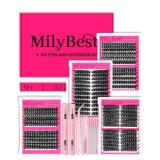 MilyBest 4 Styles Lash Clusters Kit 864Pcs Eyelash Clusters Lash Kit Volume Lashes Clusters D Curl DIY Individual False Eyelashes with 2 Bond & Seal Wispy Bulk Cluster Eyelash Extensions Kit