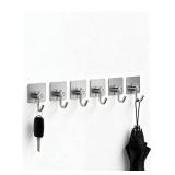 EDMILE Self Adhesive Towel Hooks, Waterproof Rustproof Stainless Steel Sticky Wall Hooks, No Damage for Bathroom Kitchen Shower Robe Coat Hanging, Silver