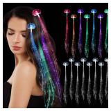 24 Pack Led Light Up Fairy Hair Accessories Braid Extension Clips for Women Girls, Glow in the Dark Party Favors Supplies Neon Rave Accessories Wig for Festival Halloween Christmas Birthday