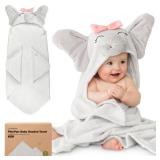 KeaBabies Organic Baby Towel with Hood for Girls, Boys - Soft, Absorbent, 100% Cotton Hooded Baby Towels for Newborns, Infants, Large Hooded Bath Towels for Babies, Kids, Toddler 1-3 (Ella)