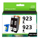 923 ink cartridges for HP printers Replacement for HP 923 Black Ink Cartridges Use with OfficeJet Pro 8130e 8135e 8139e 8138e 8132e 8134e 8120e 8122e 8124e 8125e Printer (2 Black Pack Without Chip)