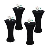 Wolkemer 4PCS 24x43 Inch Black Round Cocktail Tablecloth Fitted Highboy Stretch Cocktail Table Cover for Banquet Bar Party Pub Wedding Indoor Outdoor