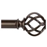 KAMANINA Bronze Curtain Rod for Windows 66 to 120 Inch (5.5-10ft), 1 Inch Heavy Duty Curtain Rods 32 to 120, Long Decorative Single Drapery Rods, Twisted Cage End