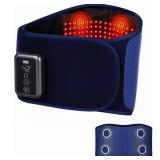 Cordless Back Massager Belt - FSA-HSA Eligible Red Light Therapy Massage Belt with 5 Heating Levels,3 Vibration Modes, Lower Back Massager for Pain Relief Deep Tissue,4 Motors,Battery-Powered (Blue)