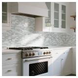 Art3d 10-Sheet Heavy-Duty Peel and Stick Backsplash, Waterproof Wall Tiles Stick on Kitchen Backsplash Living Space, Beige & White