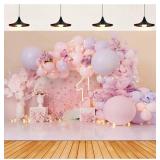 Photography Background Pink Flower Balloon Butterfly Cake Crush Girl 1st Birthday Party Decoration Backdrop Photo Studio 9x6 feet