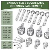 EWFEN Measuring Cups and Spoons Set, 7 Stainless Steel Nesting Measuring Cups & 7 Spoons, 5 Mini Measuring Spoons & 2 Detachable Rings, Kitchen Gadgets for Cooking & Baking, Round