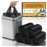 Small Bathroom Trash Bags 2 Gallon - Black Mini Garbage Bags With Handle Biodegradable Compostable 100 Count Kitchen Office Car Little Waste Basket Unscented Tiny Liners Strong Thick Chenyucheng