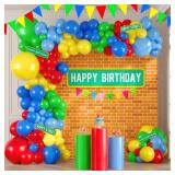 Sesame Friends Birthday Party Supplies Party Decorations Set Include Banner Backdrop red blue Balloon Garland Arch Kit stickerfor Boys Girls Sesame Theme Party kid birthday supplies