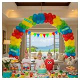 Sesame Friends Birthday Party Supplies Party Decorations Set Include Banner Backdrop red blue Balloon Garland Arch Kit stickerfor Boys Girls Sesame Theme Party kid birthday supplies