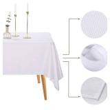 Ascoza 2pack 60x102 Inch White Rectangular Tablecloth 6 Feet Table Cloth in Polyester Fabric for Wedding/Banquet/Restaurant/Parties
