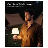 Gileolant Cordless Touch Table Lamp, 4000mAh Rechargeable Small Desk Lamp with 3 Color Temperatures & Stepless Dimming, Portable LED Bedside Lamp for Bedroom, Living Room, Patio & Camping, Bla