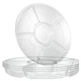 Plasticpro 6 Sectional Round Plastic Serving Tray/Platters Clear Pack of 2