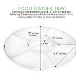 Plasticpro 6 Sectional Round Plastic Serving Tray/Platters Clear Pack of 2