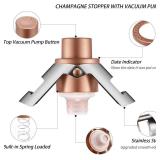 HYZ 3-Pack Champagne Stoppers Wine Saver, Sparkling Wine Vaccum Stoppers with Built-in Pump for Champagne, Prosecco and Cava - Stainless Steel + ABS Champagne Bottle Stoppers, Rose Gold/Gold/Silver
