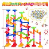Gifts2U Marble Run Toy, 130Pcs Educational Construction Maze Block Toy Set with Glass Marbles for Kids and Parent-Child Game