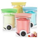 4Pack Creami Swirl Pints and Lids for Ninja Ice Cream Maker NC700 Series, Creami Containers Replacement for Ninja Swirl Soft Serve Makers, Swirl Pints with 4Color Lids, BPA-Free & Dishwasher Safe