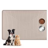 Lorvain Dog Food Mat, 45 x 30 Silicone Pet Feeding Mat with Raised Edges, Extra Large Pet Placemat for Dog Cat Food and Water Bowl Non-Slip, Easy to Clean, Waterproof & Floor Protection, Beige
