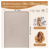 Lorvain Dog Food Mat, 45 x 30 Silicone Pet Feeding Mat with Raised Edges, Extra Large Pet Placemat for Dog Cat Food and Water Bowl Non-Slip, Easy to Clean, Waterproof & Floor Protection, Beige