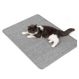 Conlun Cat Scratcher Mat,Natural Sisal Cat Scratch Pad with Hook&Loop Tape,Horizontal Floor Kitty Scratching Pads Rug for Indoor,Pet Furniture Protector for Couch&Carpets&Sofas, Large, Grey