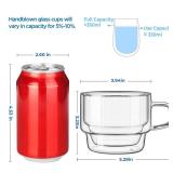 glastal 12 oz Latte Macchiato Glasses, Double-Walled Coffee Glasses, Set of 2, Glass Stackable Coffee Cups, Tea Glasses with Handle for Cappuccino, Tea, Milk, Gifts for Women Friends New Home Gift