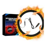 Heated Steering Wheel Cover,12V Steering Wheel Warmer 14.5-15.5 Inch Steering Wheel Protector Cover for Winter Universal Fit Steering Wheel Outer for Cars Trucks Vans