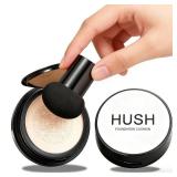 Hush Foundation for Mature Skin Mushroom Head Air Cushion CC Cream BB Foundation, Warm Natural Shade for Light to Medium Complexions, Long-Lasting Full Coverage Makeup Concealer