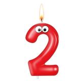 MTLEE Number Birthday Candle Monster Theme Candles Cookies Cake Topper for Girl Boy Cartoon Birthday Party Cake Decorations Supplies(Red,Number 2)