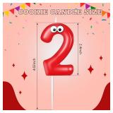 MTLEE Number Birthday Candle Monster Theme Candles Cookies Cake Topper for Girl Boy Cartoon Birthday Party Cake Decorations Supplies(Red,Number 2)