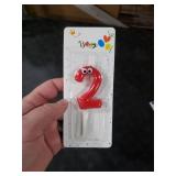 MTLEE Number Birthday Candle Monster Theme Candles Cookies Cake Topper for Girl Boy Cartoon Birthday Party Cake Decorations Supplies(Red,Number 2)
