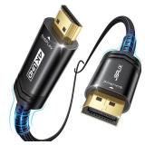 JSAUX 4K DisplayPort to HDMI Cable 6.6FT, DP to HDMI Video UHD 4K@30Hz/2K@60/1080P@120 Nylon Braided DP to HDTV Uni-Directional Cord for Dell, Monitor, Projector, Desktop, AMD, NVIDIA,Lenovo,HP-Black