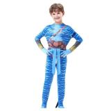 Naeviwth Avatar Costume Kids, Jake Sully Bodysuit Jumpsuit For Boys and Girls Halloween 120