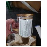 DRASTAR Glass Coffee Mugs, 20 oz Clear Coffee Cups, Coffee Mug with Acacia Wood Lid, Tea Glass Cups with Handles, Large Coffee Mug Set of 2, Glass Coffee Cups for Latte, Espresso, Tea