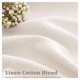 Pinch Pleat Linen Sheer Curtains 96 Inches Long 100 Inch Wide for Patio Sliding Door Light Filtering Semi Sheer Pleated Drapes Back Tab Cream Ivory Extra Wide 100 x 96 Curtain for Living Dining Room