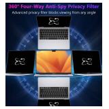 PYS 4-Way Privacy Screen for MacBook Pro 16 inch (2024-2021, M4, M3, M2, M1) - 360° Anti-Spy Filter, Matte Anti-Glare Protector, Scratch-Resistant Film, Laptop Privacy Filter Shield
