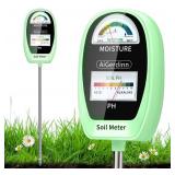 AiGerdinn Soil Test Kit, 2-in-1 Soil Moisture Meter, Soil pH Meter -Dual Dial-Simultaneously-Display Results-Soil pH Tester, Moisture Meter for Garden,Lawn,Farm Indoor&Outdoor Plants-Teargreen