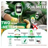AiGerdinn Soil Test Kit, 2-in-1 Soil Moisture Meter, Soil pH Meter -Dual Dial-Simultaneously-Display Results-Soil pH Tester, Moisture Meter for Garden,Lawn,Farm Indoor&Outdoor Plants-Teargreen