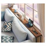 SUPERJARE 78.8 inch Narrow Console Table with Outlet, Sofa Tables, Behind Couch Table, Long Entryway Tables with Charging Station, for Living Room, Rustic Brown