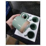 BYCNZB 12oz Coffee Mug Set for 6, Tea Cups with Handle for Coffee, Tea, Cocoa, Milk (Green)