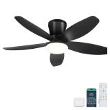 Surtime Ceiling Fans with Lights-36 Low Profile Ceiling Fan with Light and Remote/APP Control,Flush Mount,DC Reversible,LED Dimmable Blakc Ceiling Fans for Bedroom,Indoor/Outdoor Patio Use