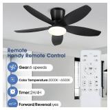 Surtime Ceiling Fans with Lights-36 Low Profile Ceiling Fan with Light and Remote/APP Control,Flush Mount,DC Reversible,LED Dimmable Blakc Ceiling Fans for Bedroom,Indoor/Outdoor Patio Use