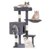 FDW | 37.8 Cat Tree Tower | Light Gray | Multi-Level Indoor Activity Center with Sisal Scratching Posts, Condos, Plush Perches, Hanging Cat Toys | Sturdy, Easy to Assemble | for Kittens & Adult Cats